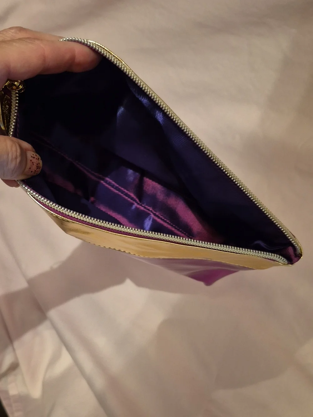 NWOT Younique Purple and Gold Cosmetic Pouch